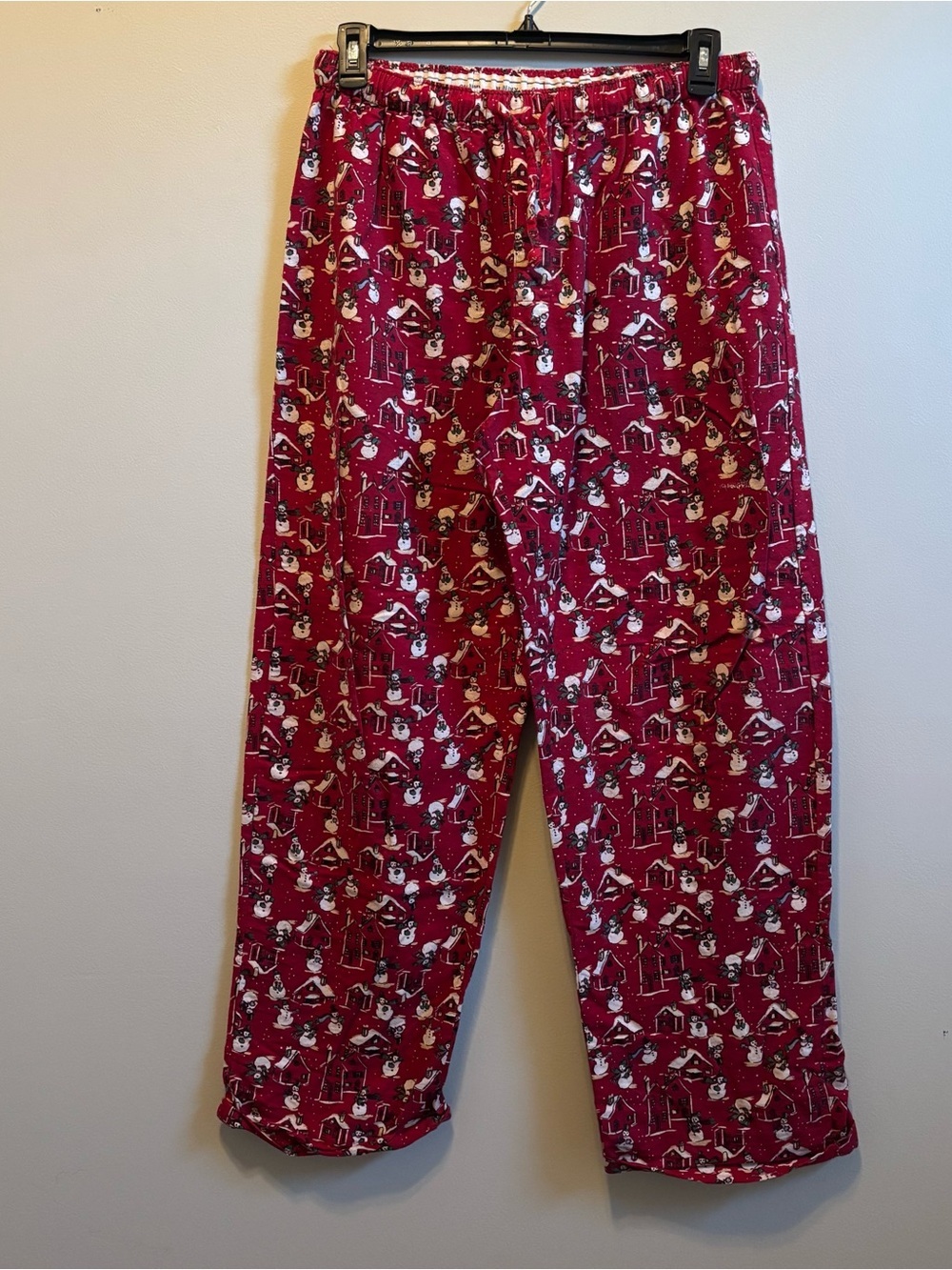 Vintage 90s Red Holiday Snowman Print Pajama Pants